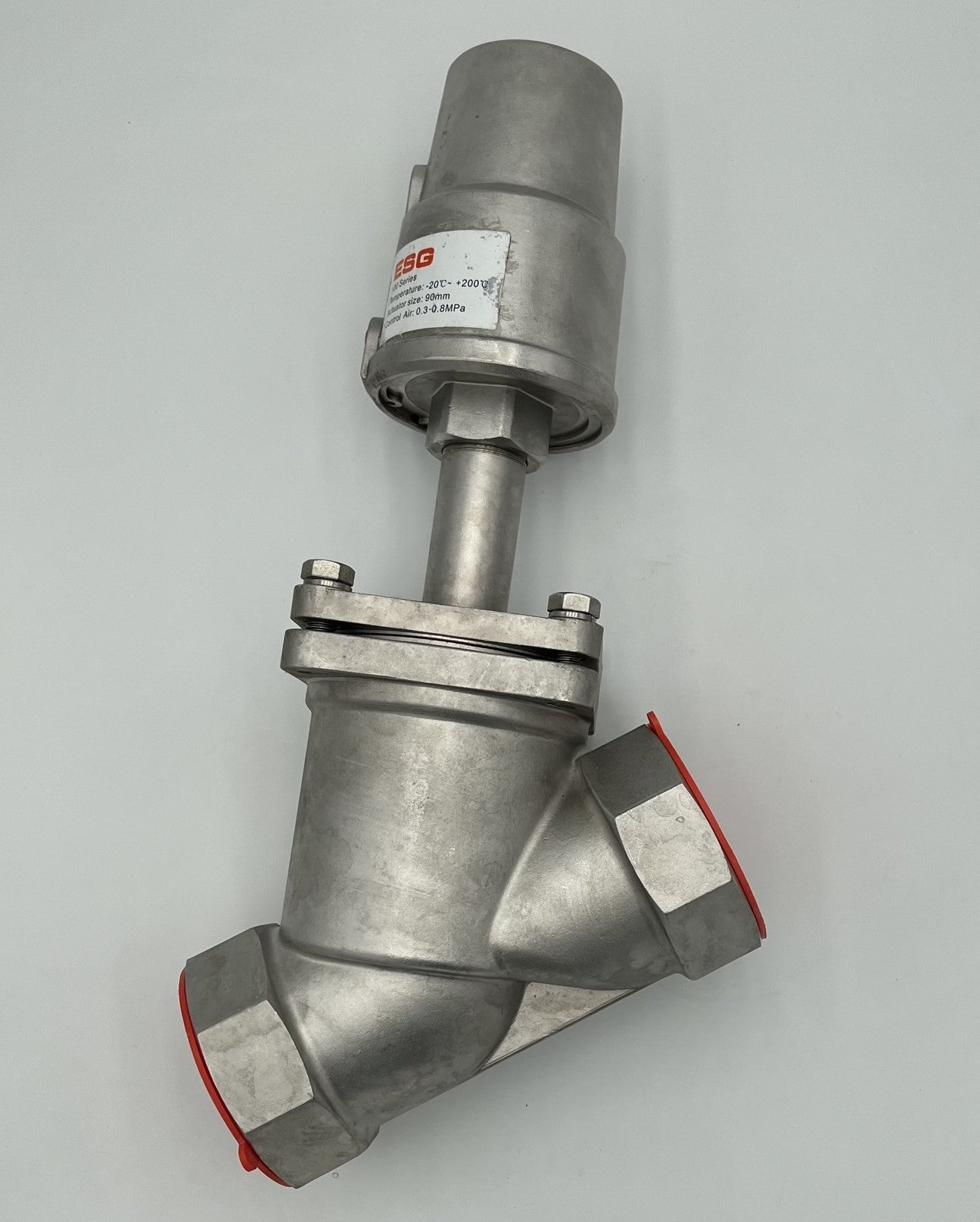 3” Square Connection 316 SS Angle Seat Valve, 125mm Actuator, Water