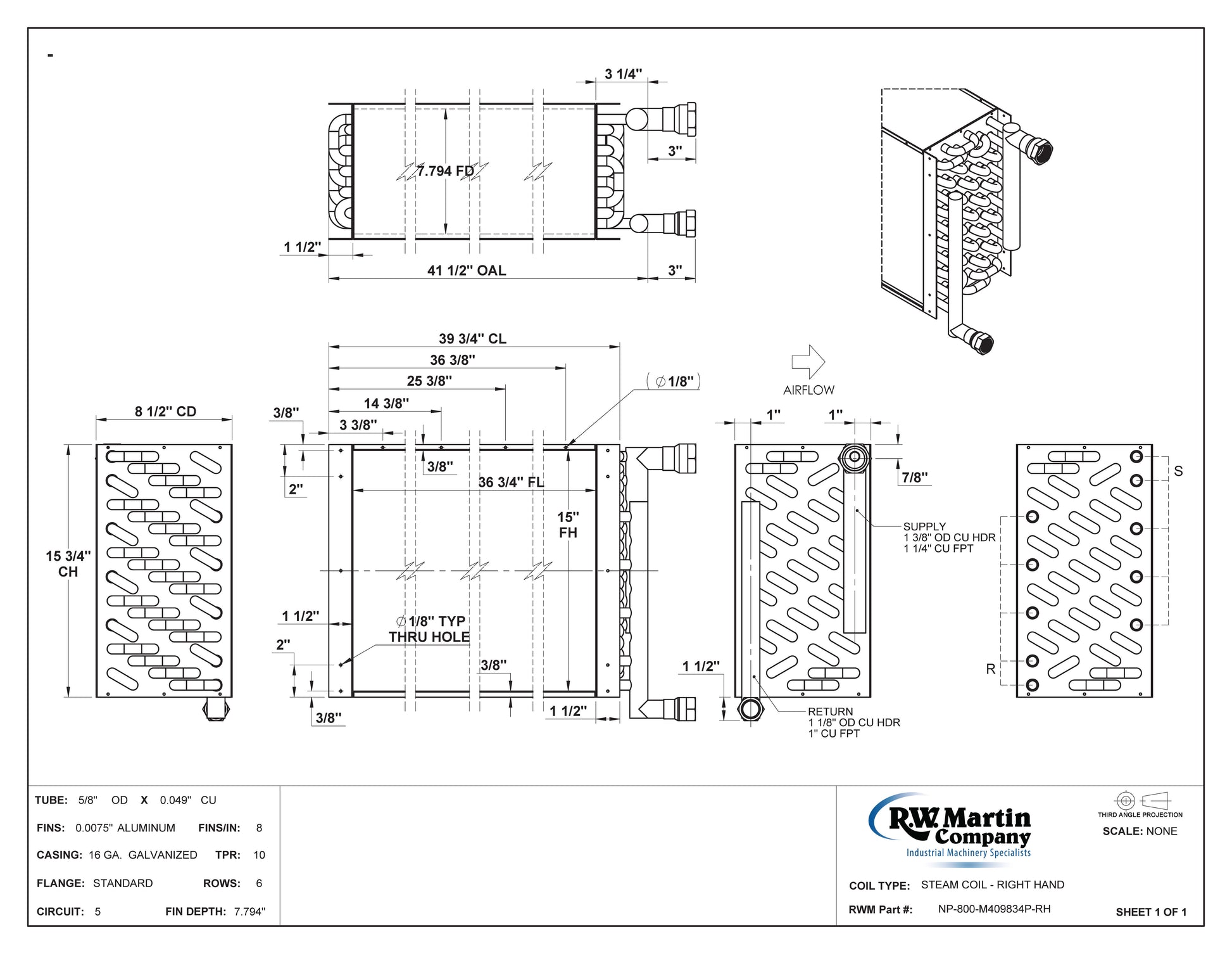 Steam Coil, M409834P-RH