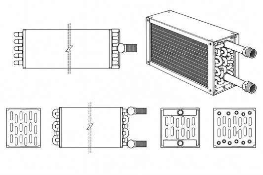 Steam Coil, 6 row, 9"H X 36"OAL, 10 fins, 6 rows | 7078